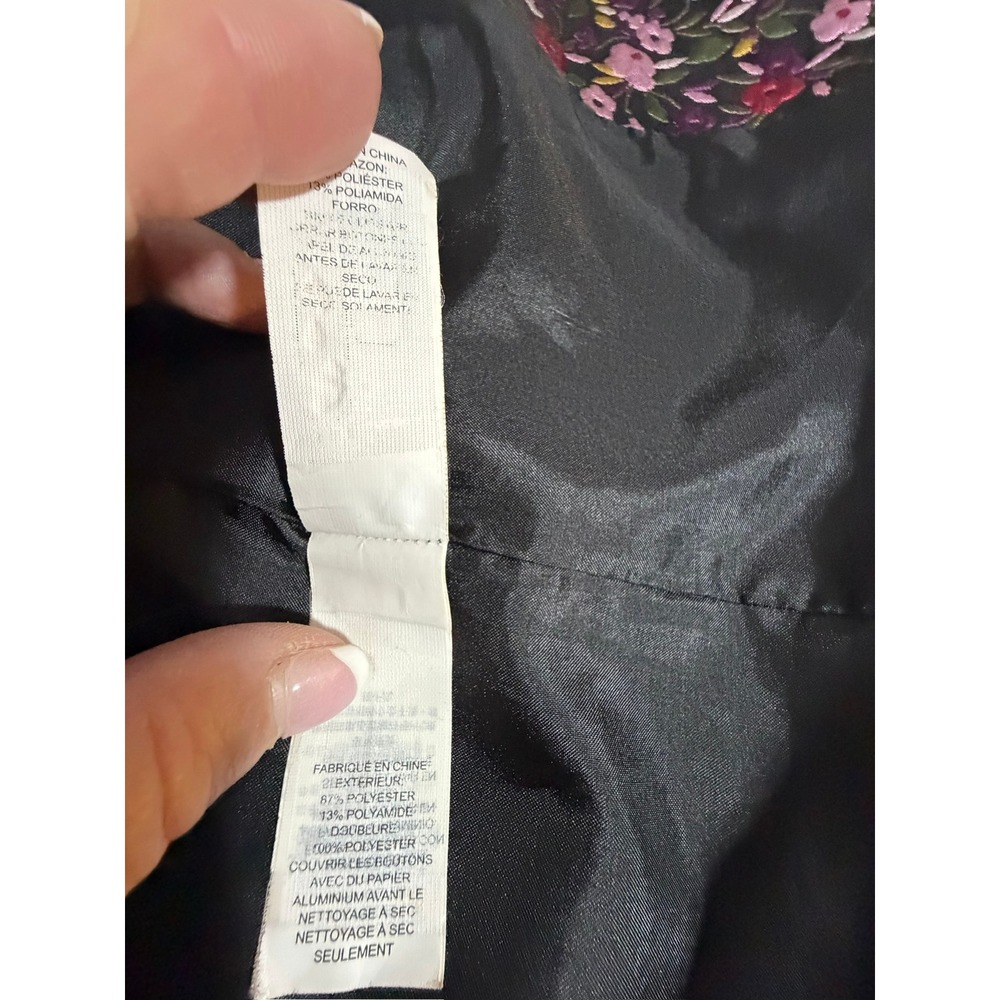 Kate Spade New York Womens Floral Quilted Button Front Topper Coat Black Multi 8 - Picture 14 of 16